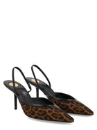 Saint Laurent Women's Décolleté Aperte Sul Retro Folie in Gros Grain Leopardato Pattern
