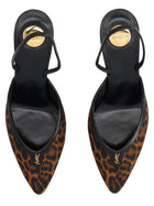 Saint Laurent Women's Décolleté Aperte Sul Retro Folie in Gros Grain Leopardato Pattern