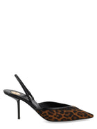 Saint Laurent Women's Décolleté Aperte Sul Retro Folie in Gros Grain Leopardato Pattern
