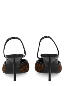Saint Laurent Women's Décolleté Aperte Sul Retro Folie in Gros Grain Leopardato Pattern