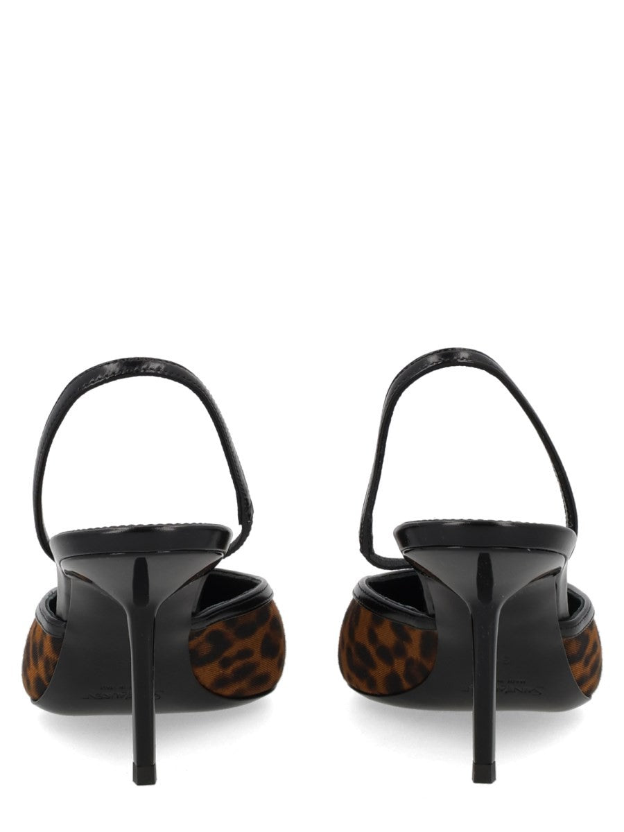 Saint Laurent Women's Décolleté Aperte Sul Retro Folie in Gros Grain Leopardato Pattern