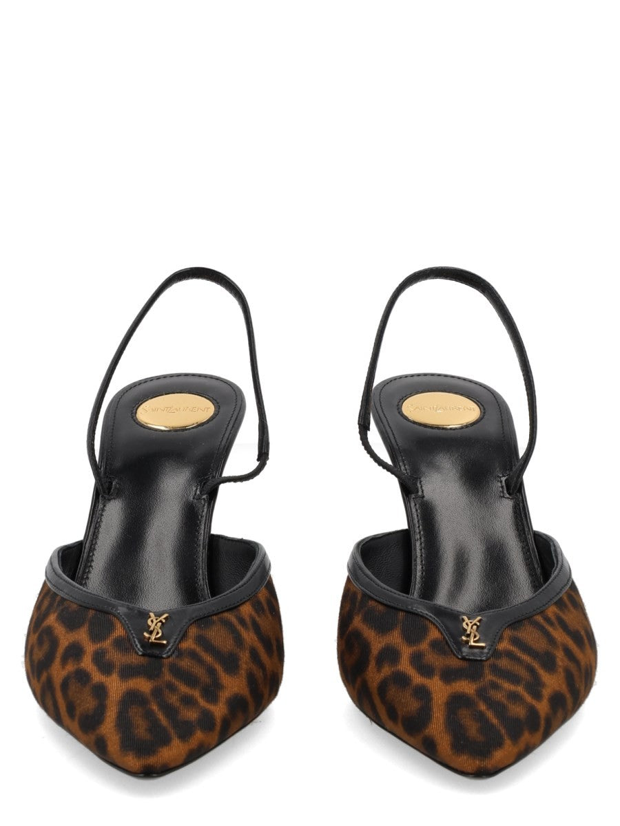 Saint Laurent Women's Décolleté Aperte Sul Retro Folie in Gros Grain Leopardato Pattern