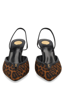Saint Laurent Women's Décolleté Aperte Sul Retro Folie in Gros Grain Leopardato Pattern