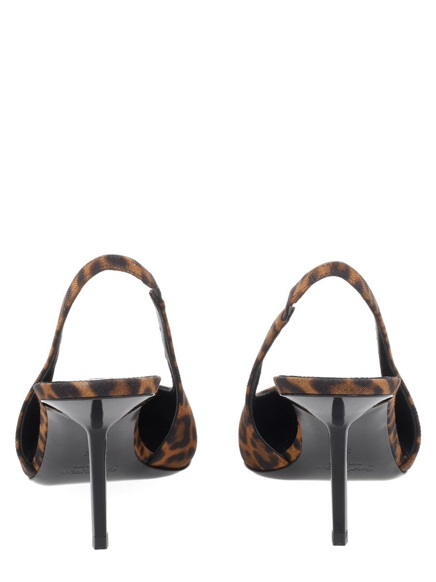 Saint Laurent Women's Décolleté Babylone Breteuil in Gros Grain Pattern, view 4
