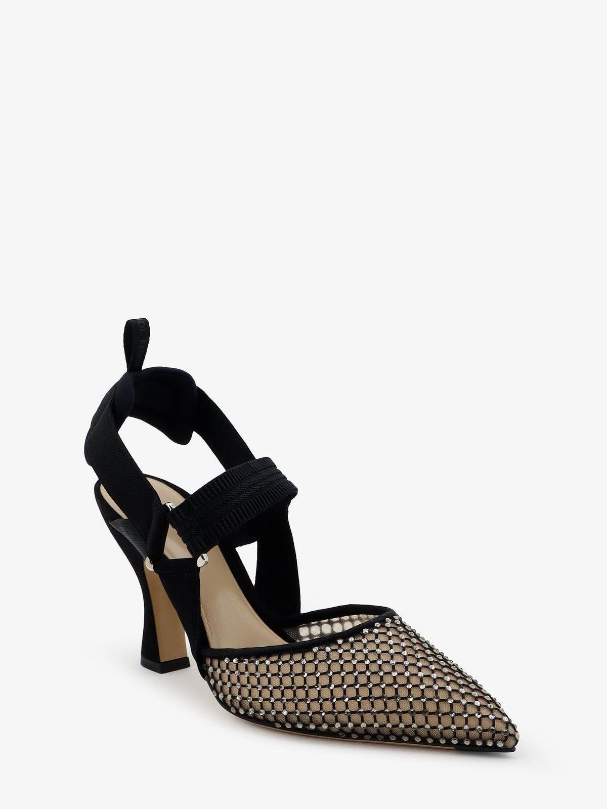 Fendi Women's Décolleté Colibrì in Mesh Suede Black, view 2