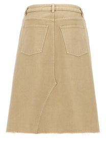 Tory Burch Deconstructed Midi Skirt Beige