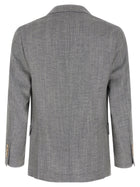 Brunello Cucinelli Men's Alpaca and Silk Chevron Blazer Ceruleo, view 2