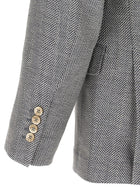 Brunello Cucinelli Men's Alpaca and Silk Chevron Blazer Ceruleo, view 4