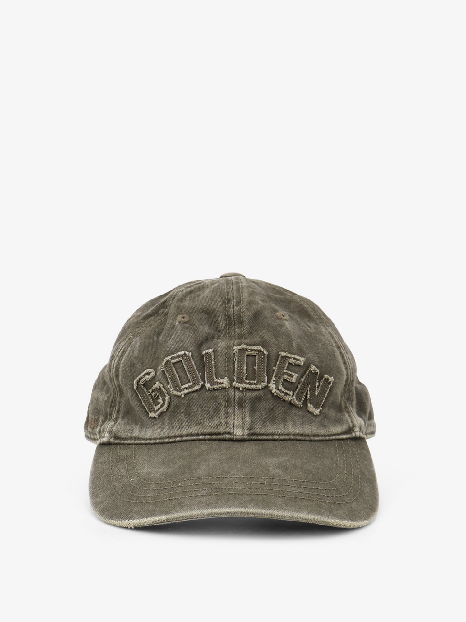 Golden Goose Men's Decostructed Washed Cotton Baseball Cap DARK KALAMATA