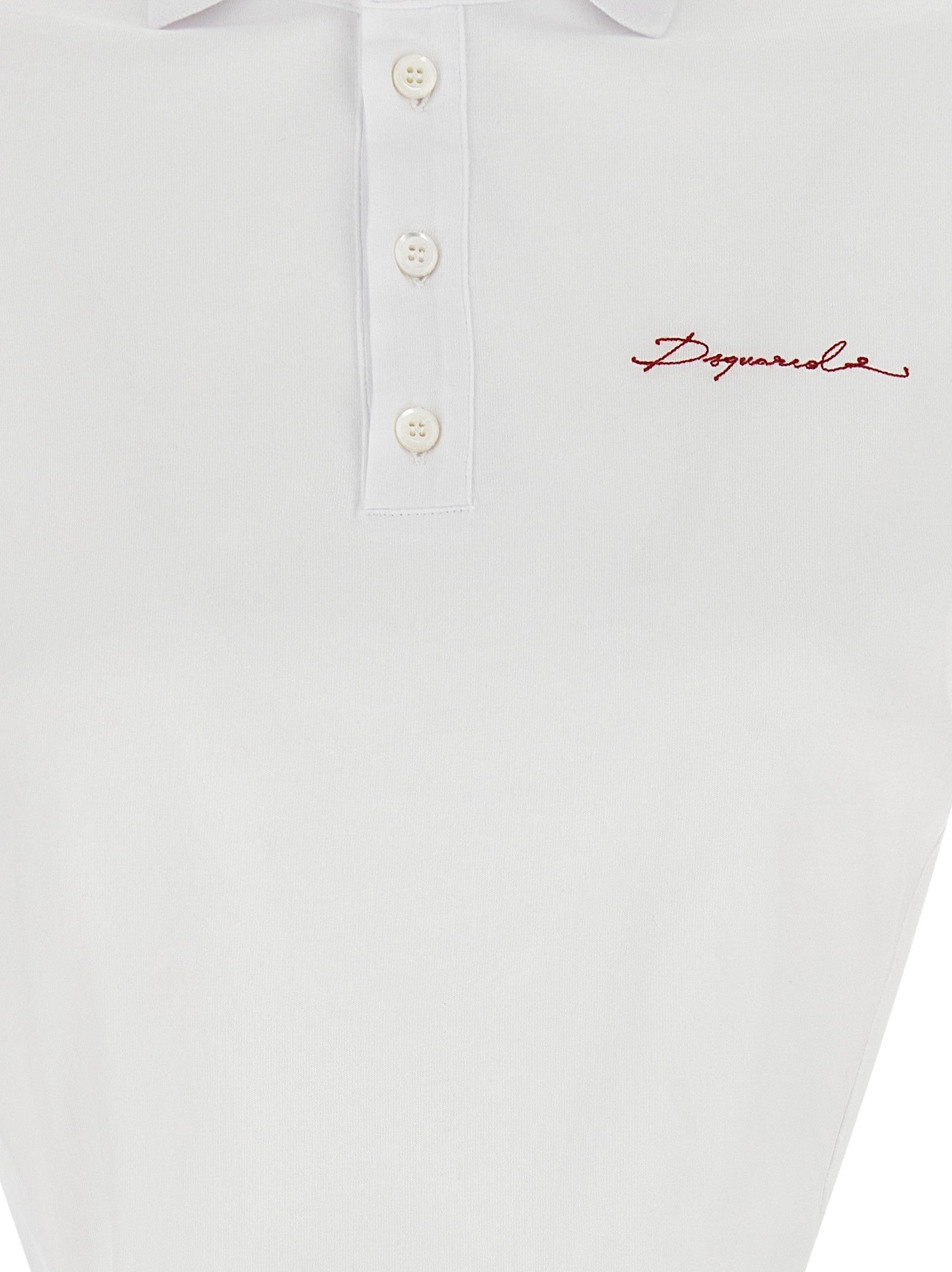 Dsquared2 Deep Cut Just Right Fit Polo Shirt White