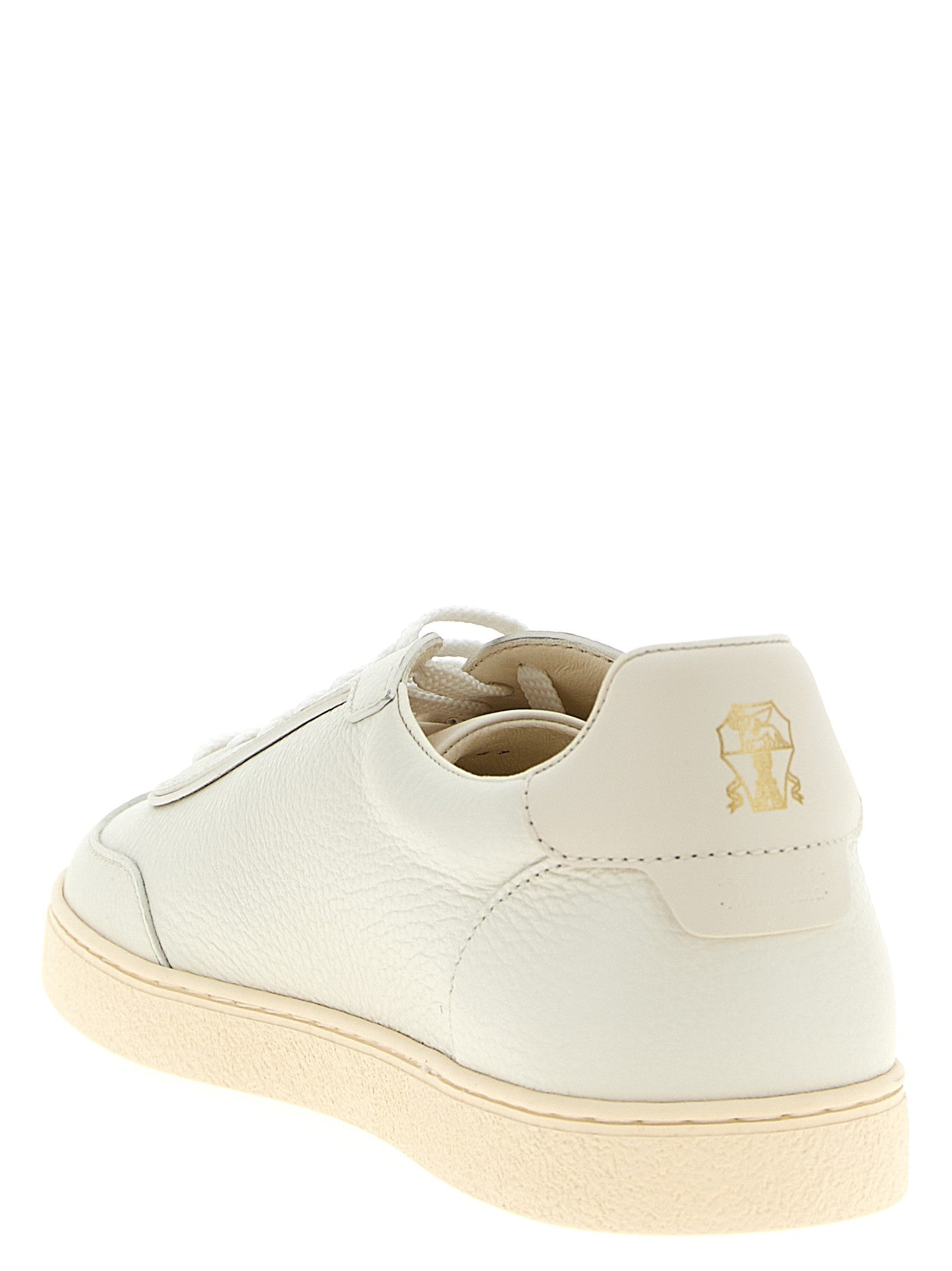 Brunello Cucinelli Deer Leather Sneakers White