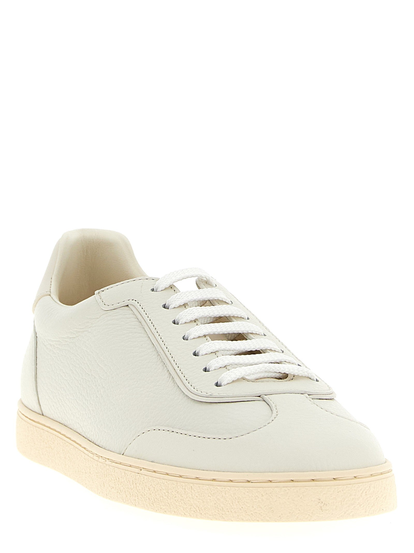 Brunello Cucinelli Deer Leather Sneakers White
