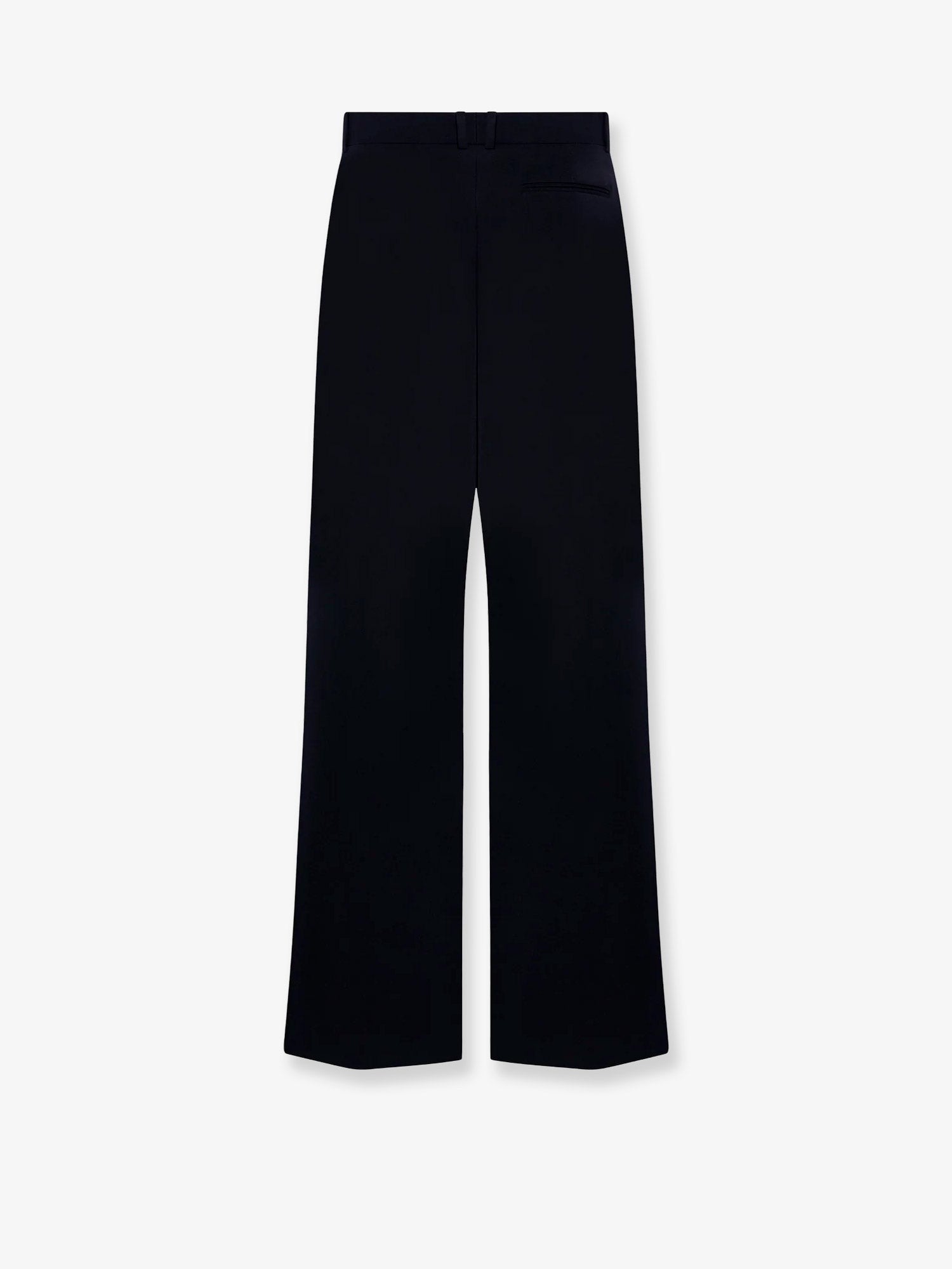 Black high-waisted wide-leg wool trousers with a sleek straight-cut silhouette from The Row women’s dender collection