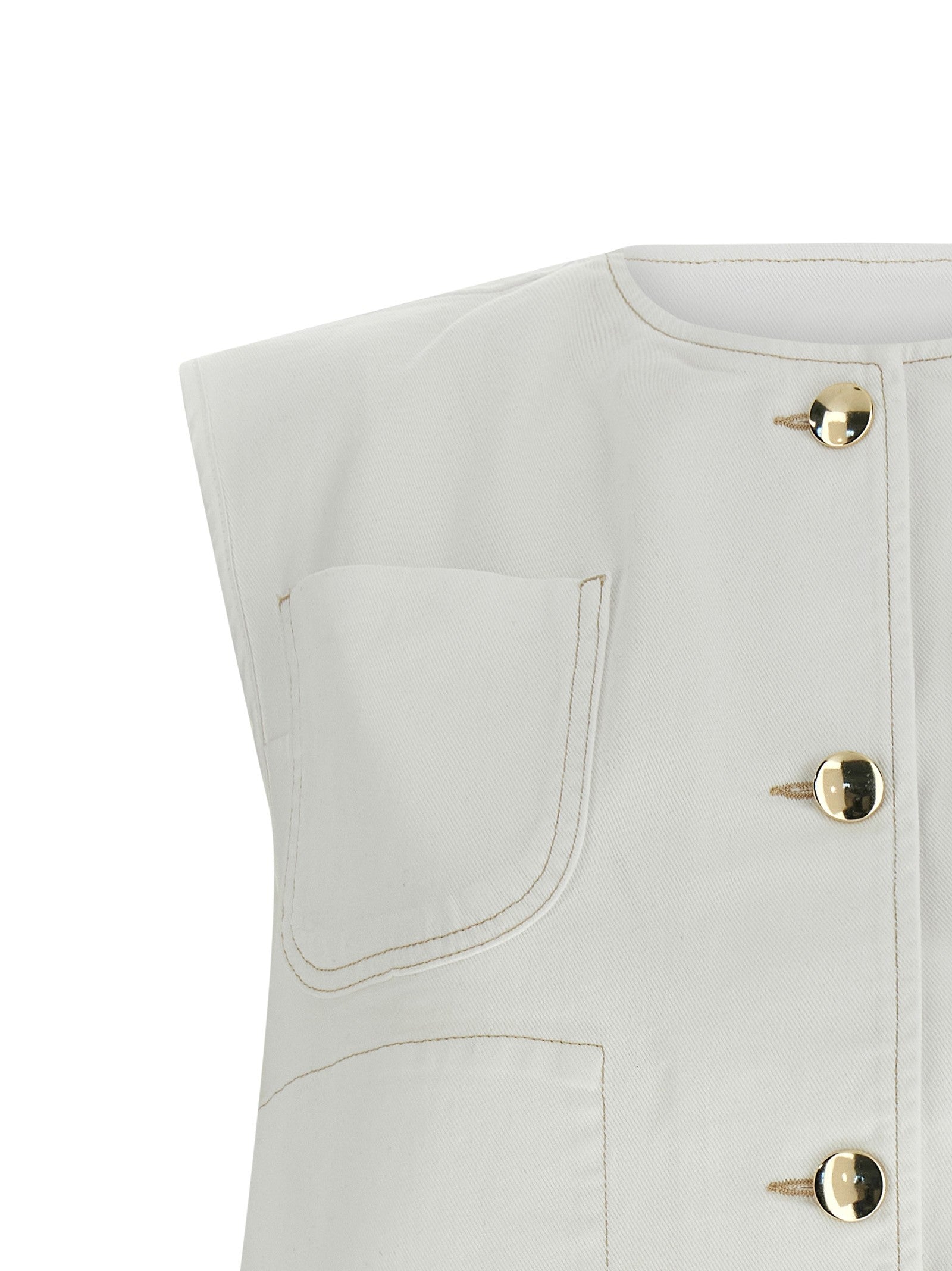 Fabiana Filippi Denim and Knit Vest White