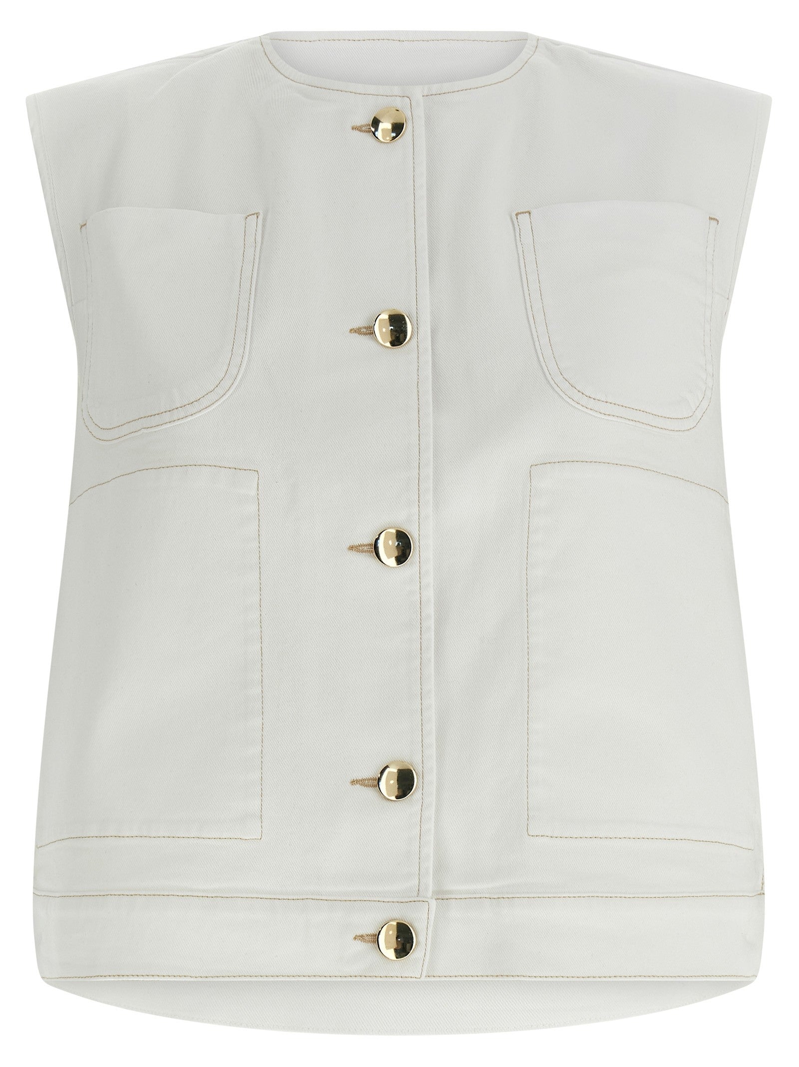 Fabiana Filippi Denim and Knit Vest White