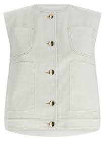 Fabiana Filippi Denim and Knit Vest White