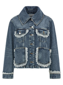 Ganni Denim and Lace Jacket Blue