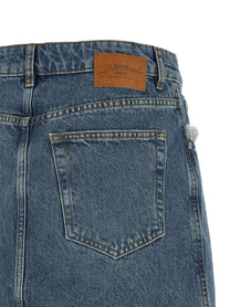Ganni Denim and Lace Skirt Blue