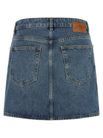 Ganni Denim and Lace Skirt Blue