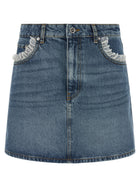 Ganni Denim and Lace Skirt Blue