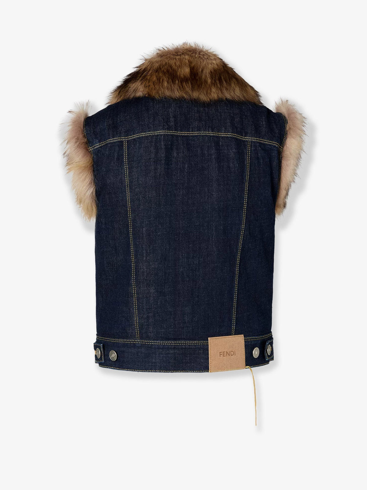 Fendi Women's Denim and Shearling Vest Blue, view 2