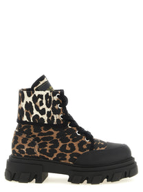 Ganni Denim Ankle Boots Gold