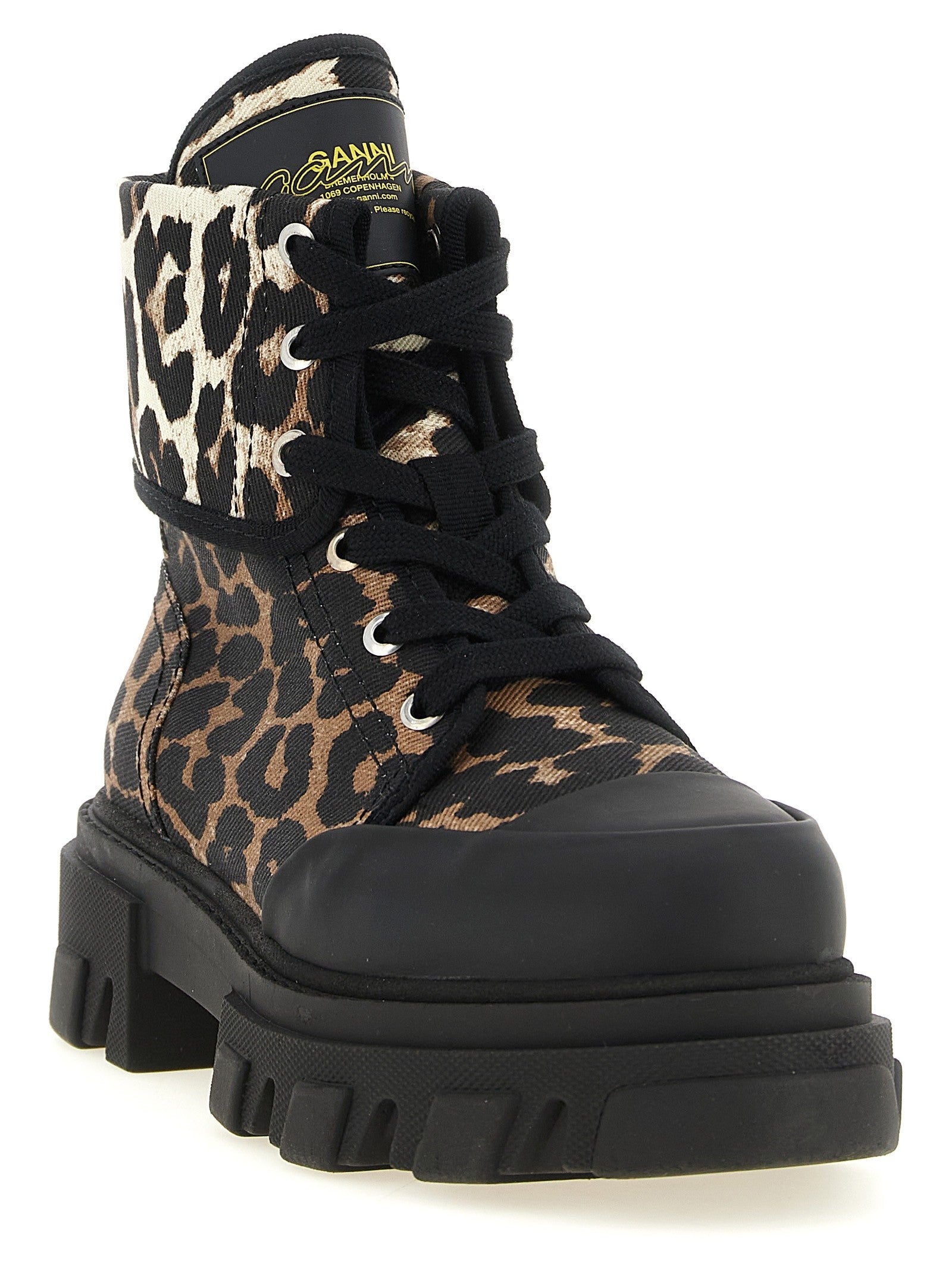 Ganni Denim Ankle Boots Gold