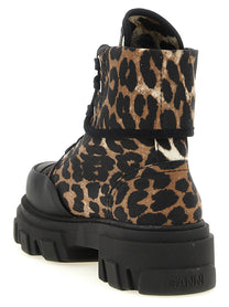 Ganni Denim Ankle Boots Gold