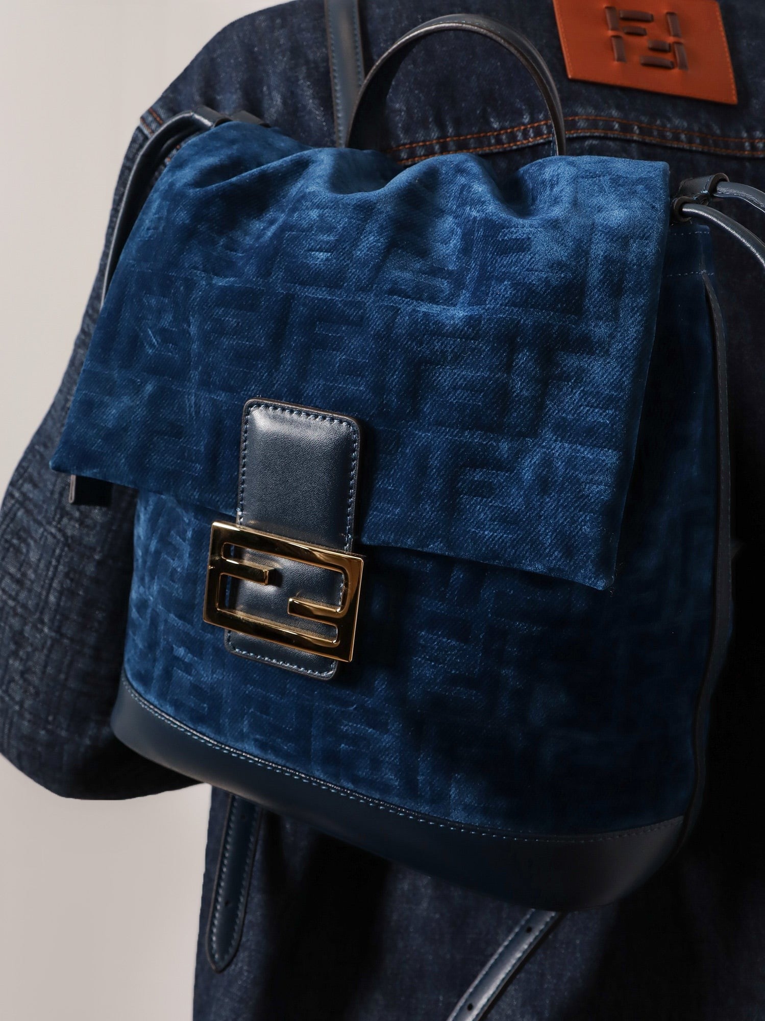 Fendi Women's Denim Backpack Grey