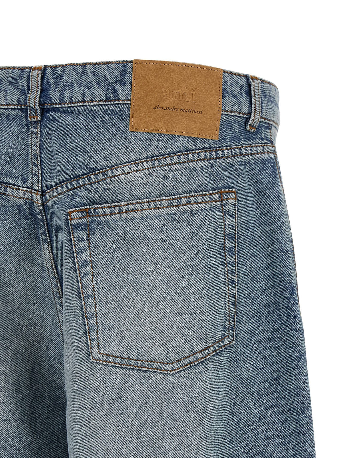 Ami Paris Denim Bermuda Shorts Blue