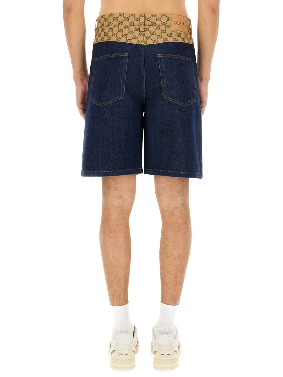 Gucci Men's Denim Bermuda Shorts Blue Gucci