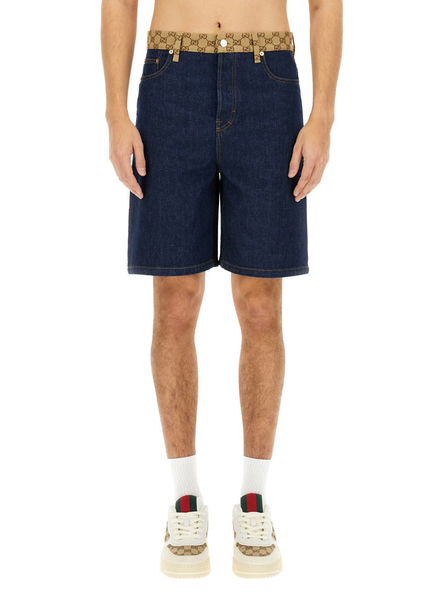 Gucci Men's Denim Bermuda Shorts Blue Gucci