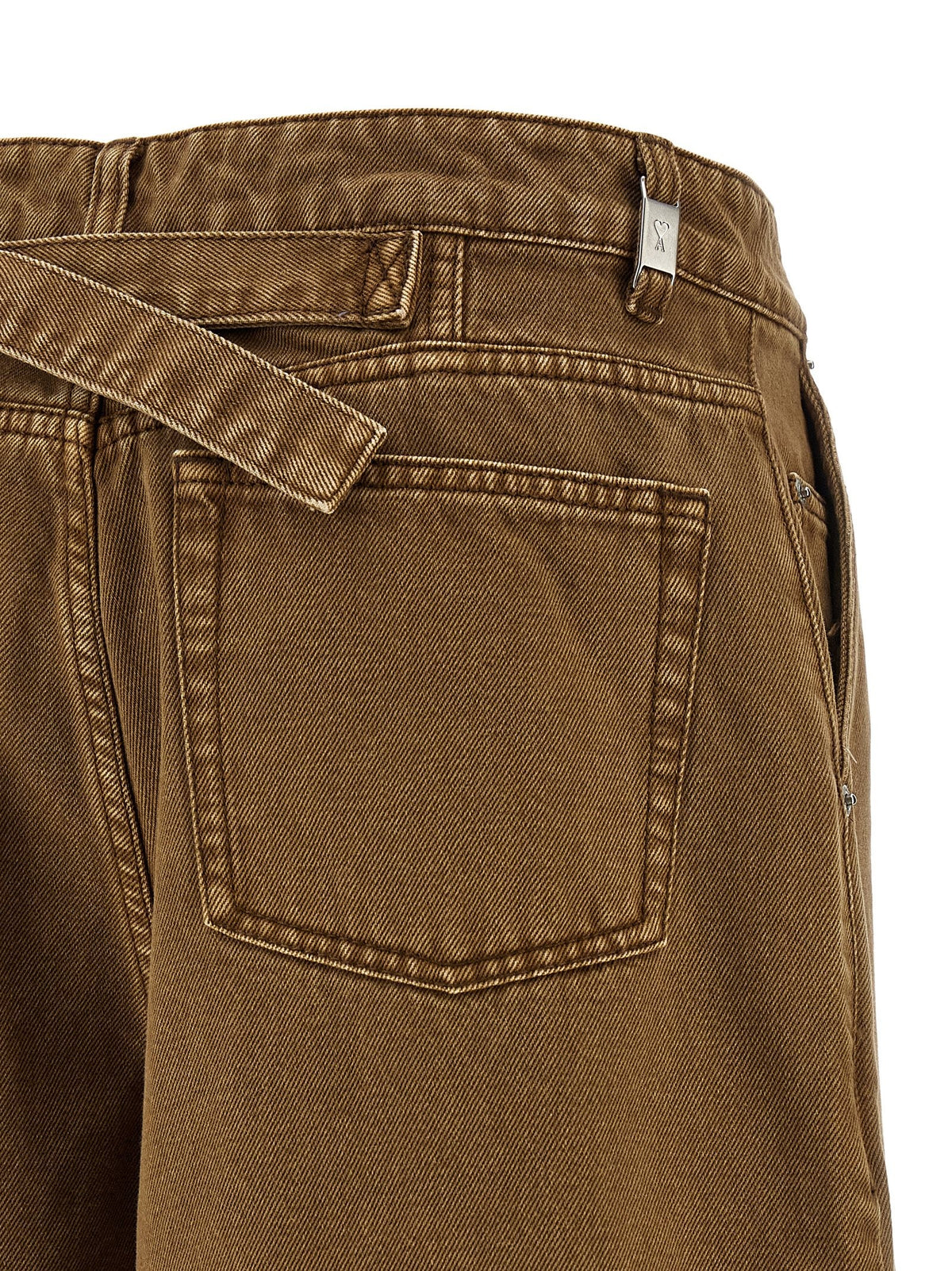 Ami Paris Denim Bermuda Shorts Brown