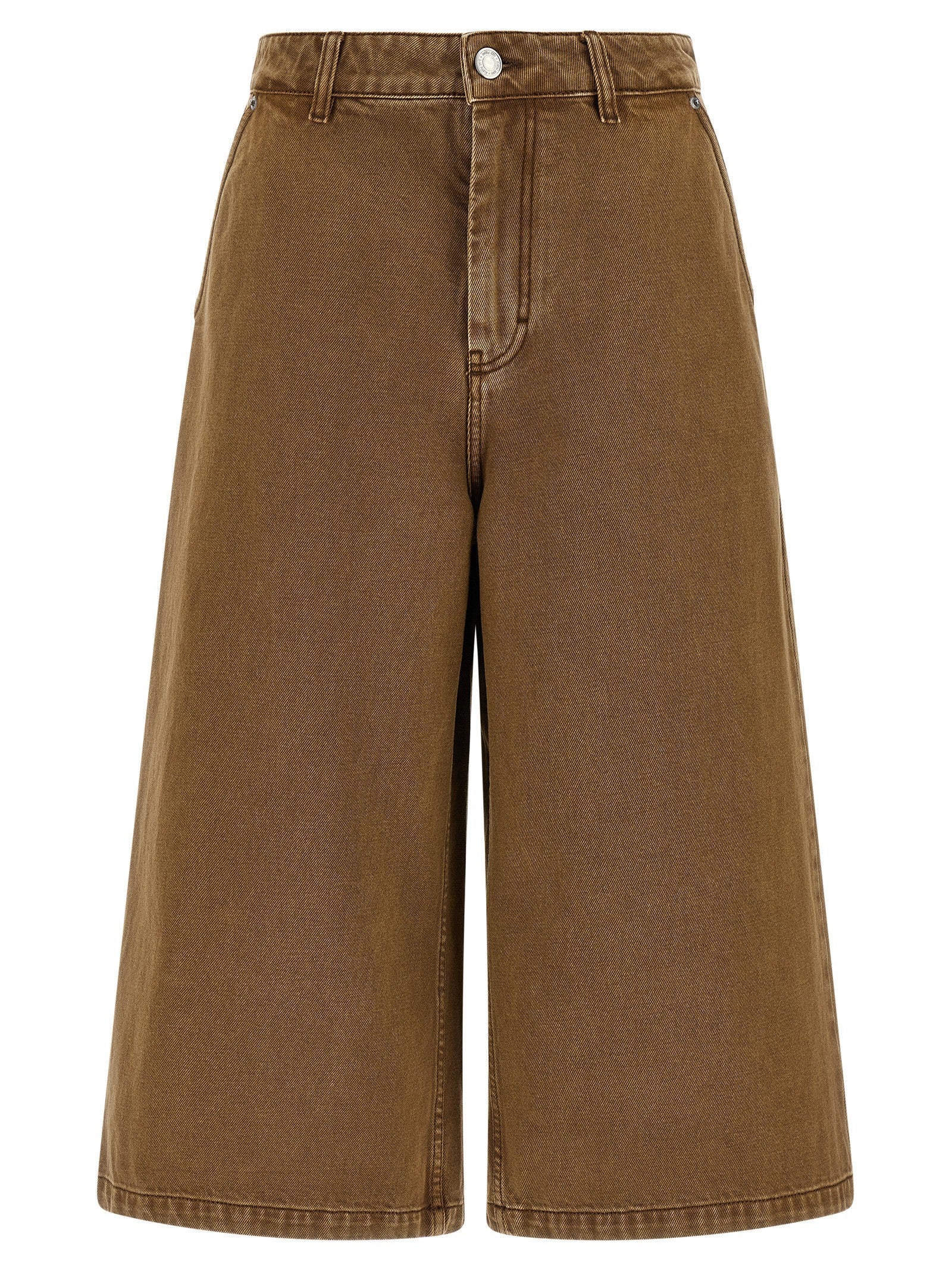 Ami Paris Denim Bermuda Shorts Brown