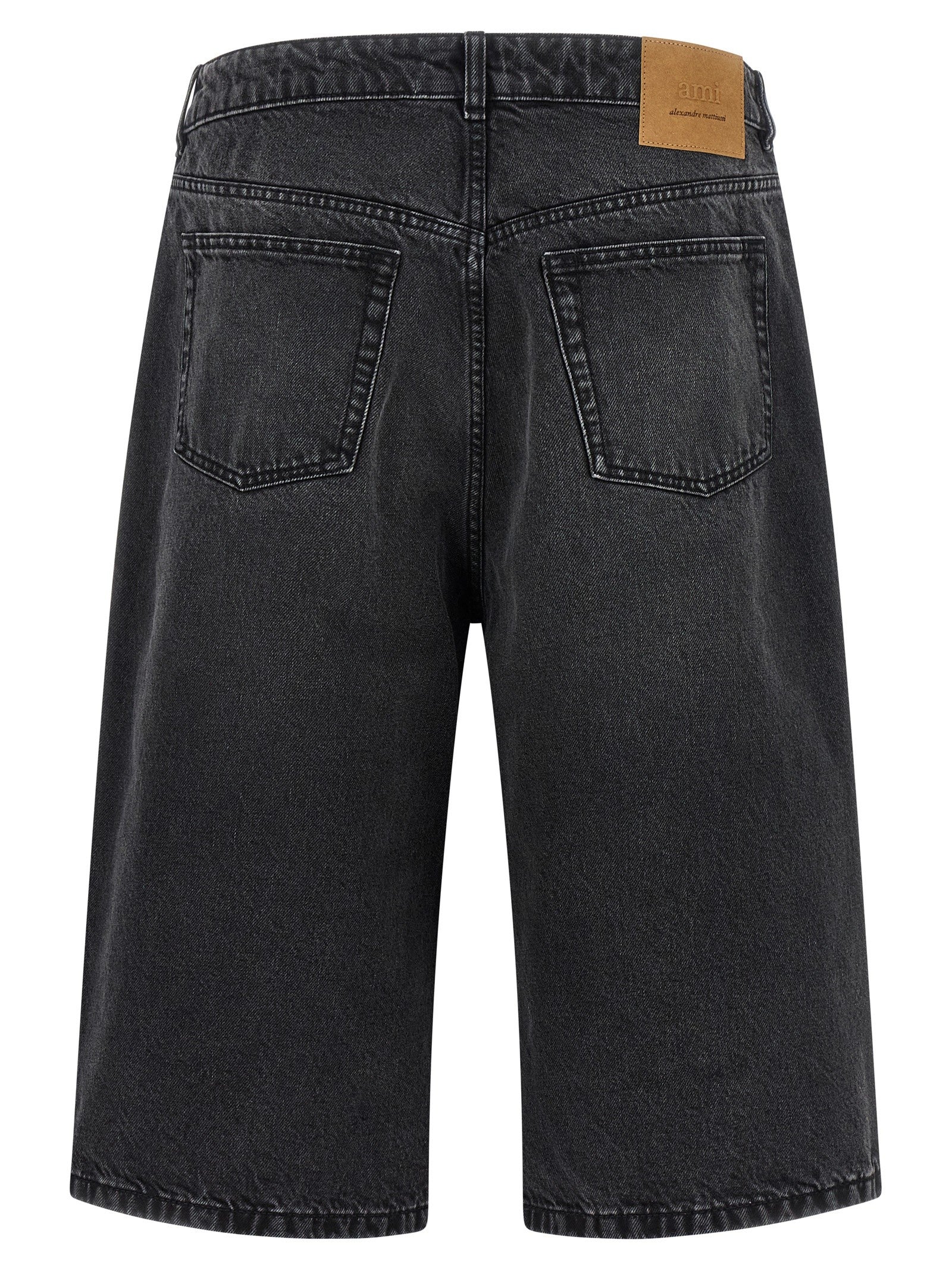Ami Paris Denim Bermuda Shorts Black