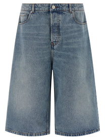 Ami Paris Denim Bermuda Shorts Blue