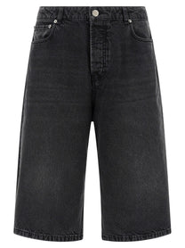 Ami Paris Denim Bermuda Shorts Black