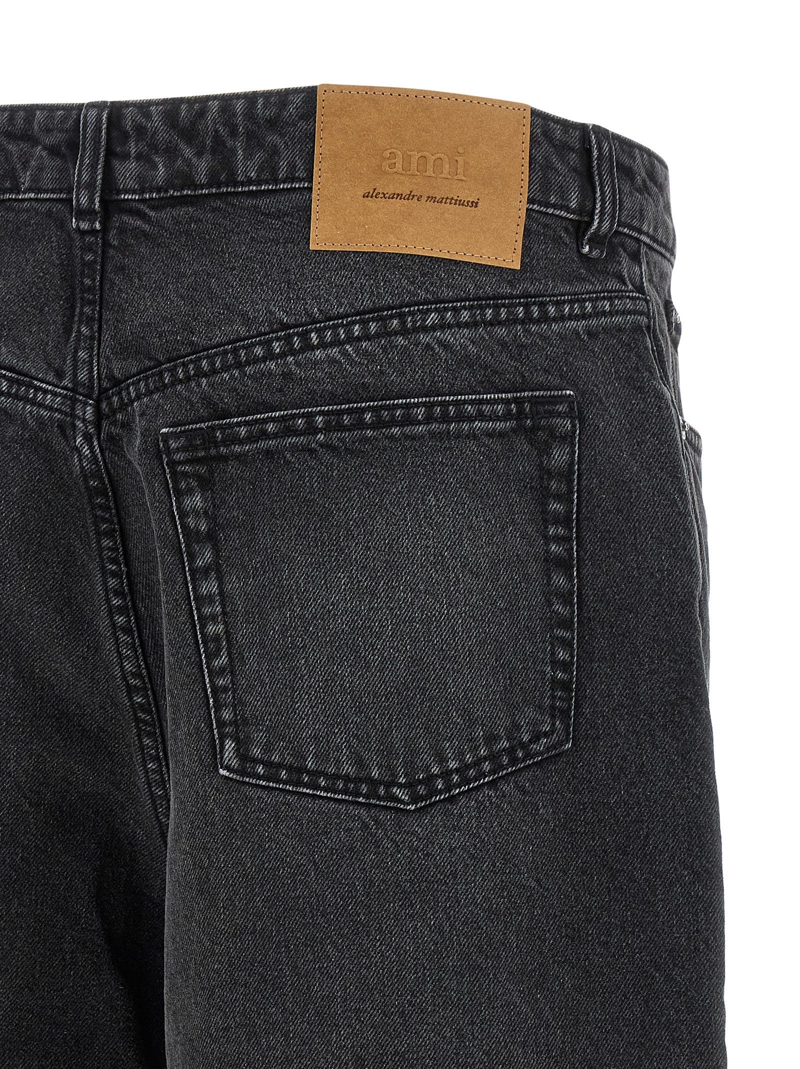 Ami Paris Denim Bermuda Shorts Black