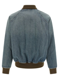 Miu Miu Denim Bomber Jacket Blue