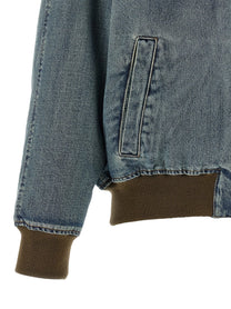 Miu Miu Denim Bomber Jacket Blue