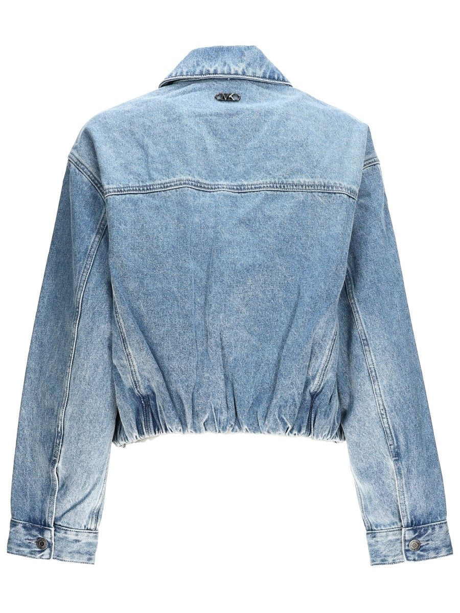 Michael Kors Women's Denim Bomber Jacket Blue