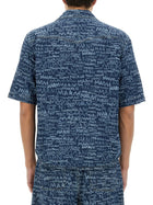 Marni Men's Denim Bowling Shirt Blue, view 3