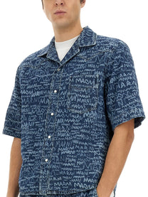 Marni Men's Denim Bowling Shirt Blue
