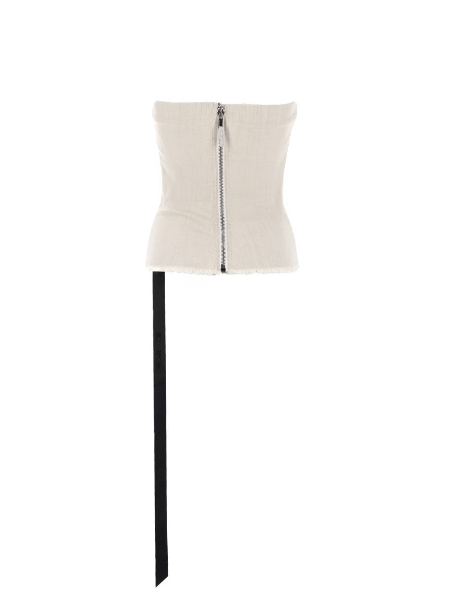 DRKSHDW Women's Denim Bustier Top White
