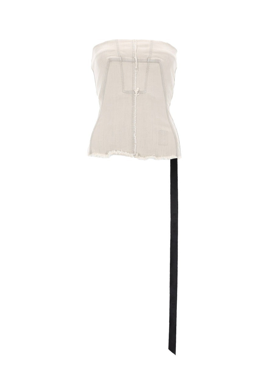 DRKSHDW Women's Denim Bustier Top White