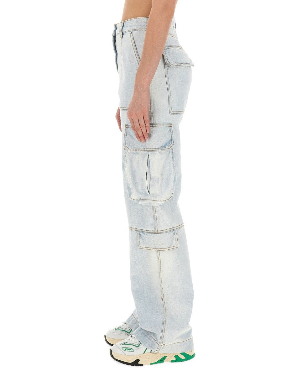 MSGM Women's Denim Cargo Pants Blue MSGM