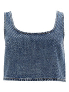 self-portrait Women's Denim Crop Top Blue