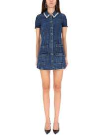 self-portrait Women's Denim Crystal Mini Dress Blue self-portrait