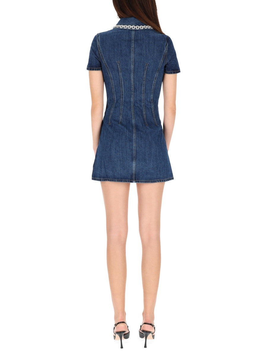 self-portrait Women's Denim Crystal Mini Dress Blue self-portrait