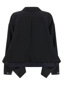 Sacai Denim Insert Blazer Black